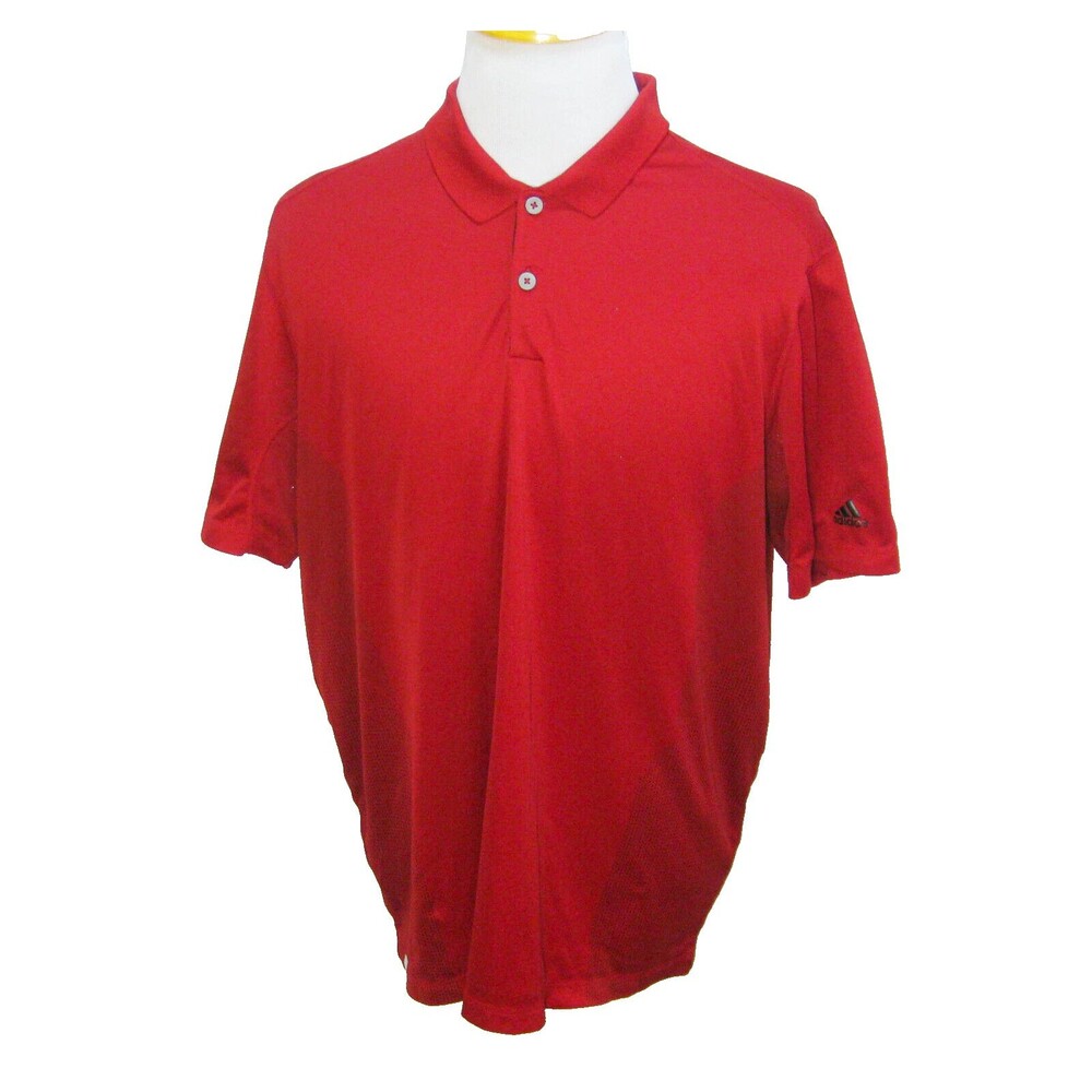 ADIDAS Men's (Size XL) Solid Red Short Sleeve ClimaCool Polo Shirt Golf Tennis